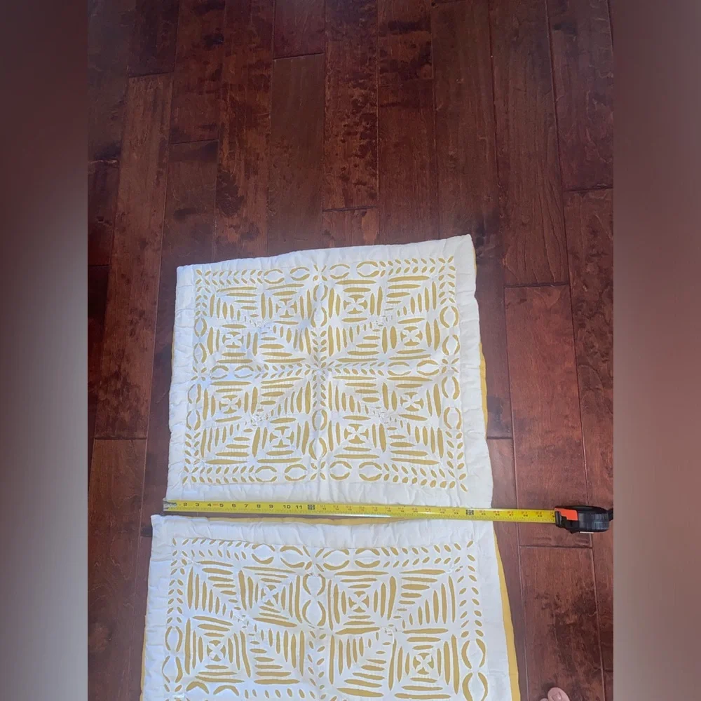 WEST ELM SUN FLOWER YELLOW AND WHITE CUT OUT OVERLAY SHAM PAIR